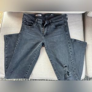 Adriano Goldschmied Womens Distressed Black Skinny Jeans